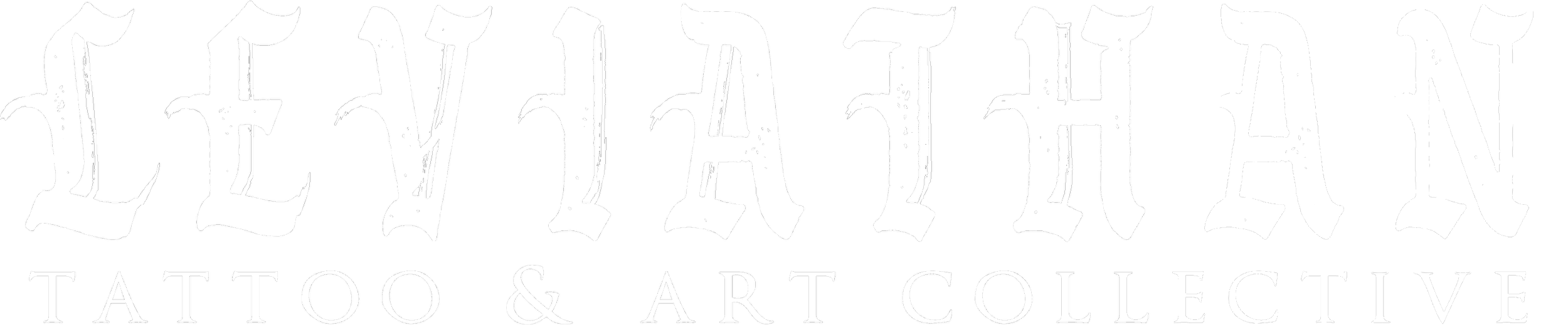 Leatherhead Tattoo & Art Collective logo with bold stylized text in black and white.