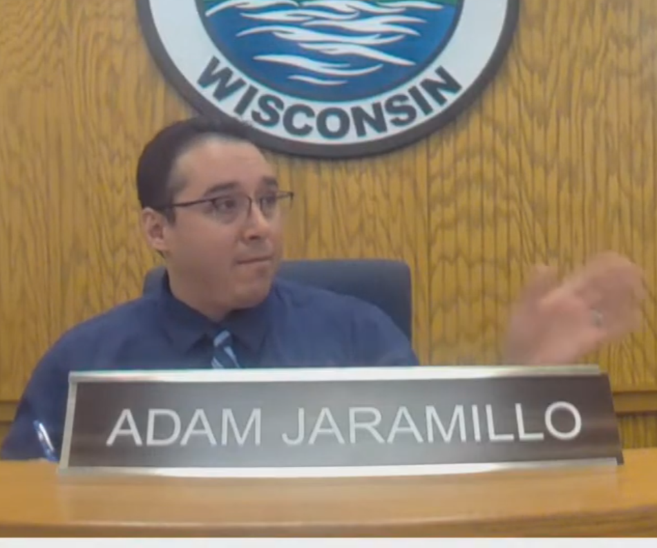 Adam chairs a meeting of the Williams Bay Plan Commission