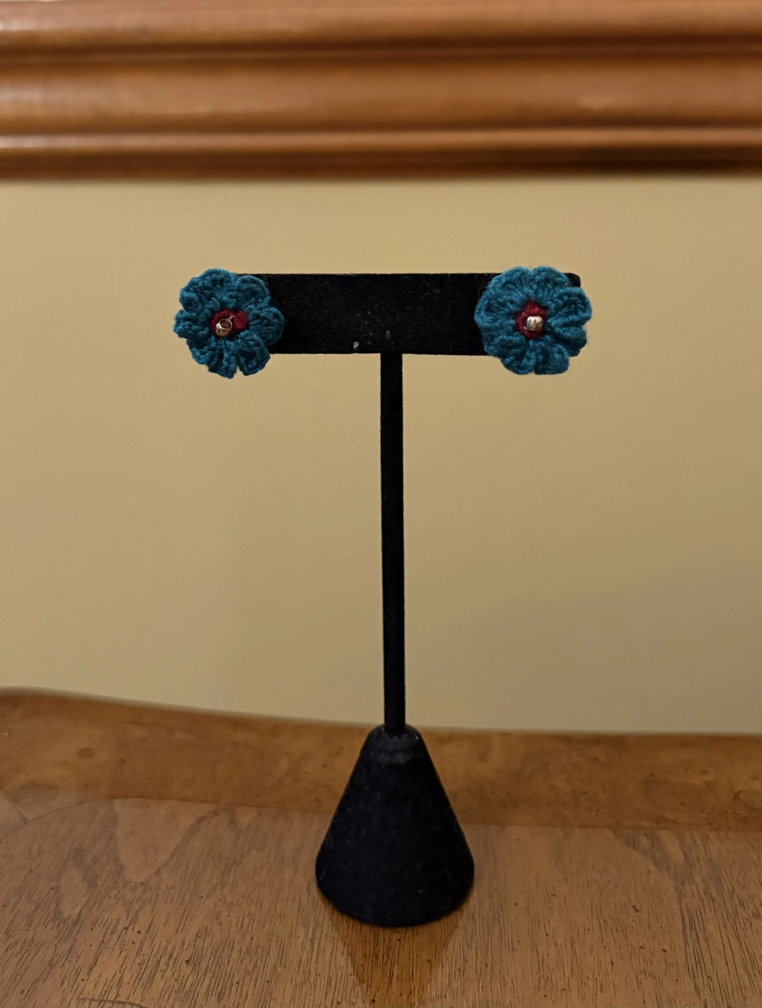 Jade Blue Flower Earrings