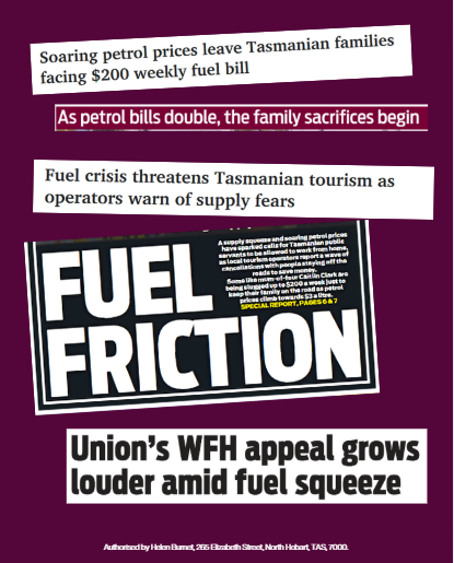 TASMANIAN GOVERNMENT REFUSES TO ACT ON FUEL CRISIS