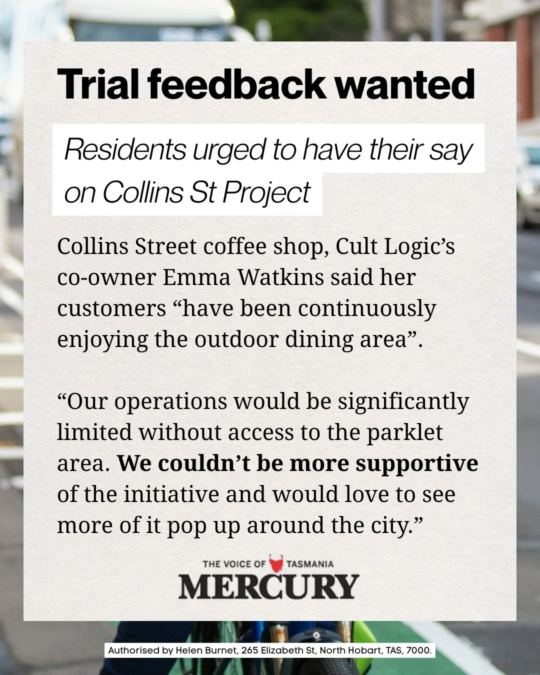We're halfway through the trial of the 🚲 Collins St bike lanes and the council are seeking feedback. What are your thoughts so far? 🛣️

I've loved the outdoor dining areas, but it's good to see that council are treating it as a genuine trial projec