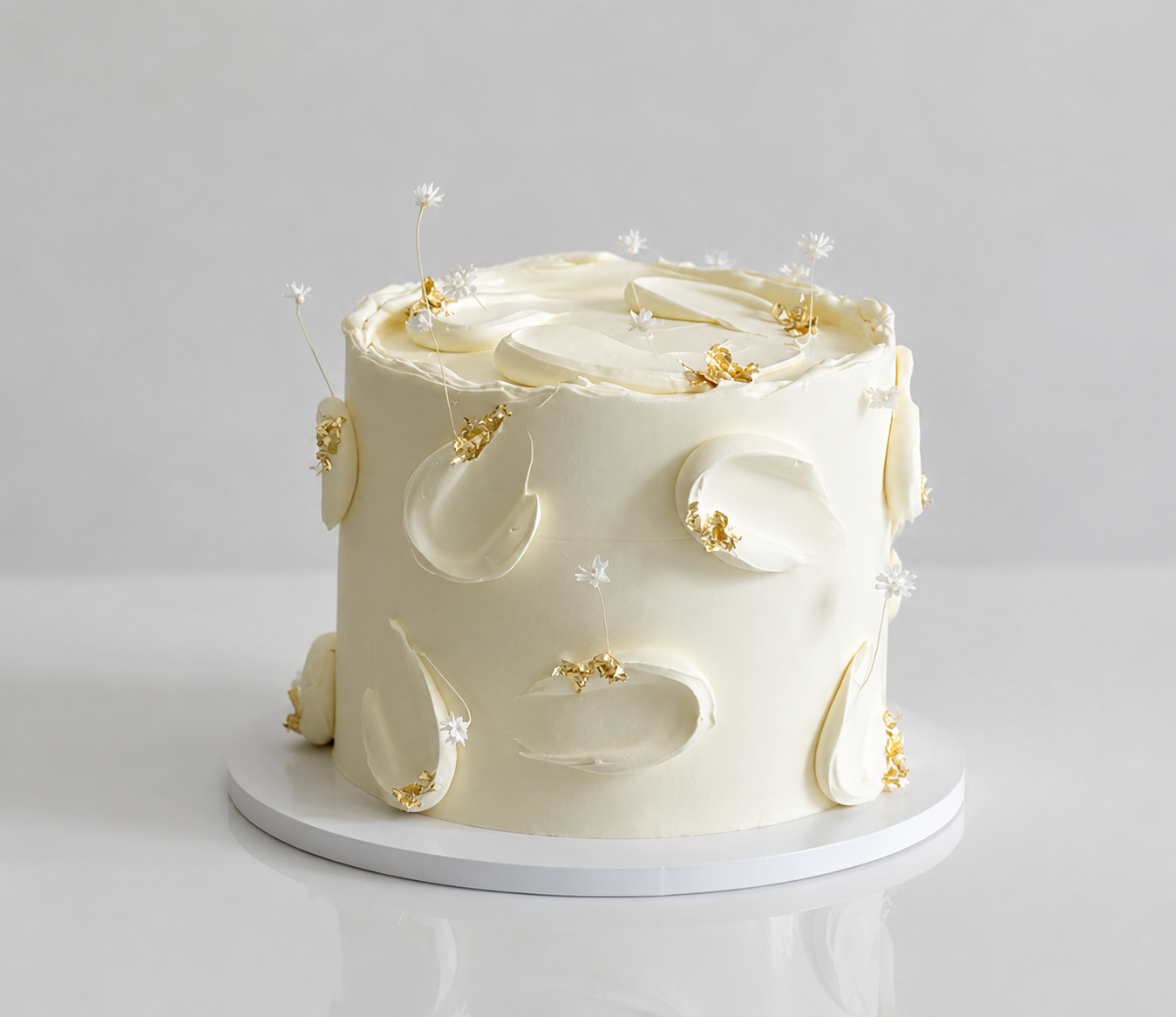 Elegant Gold Leaf Floral Cake