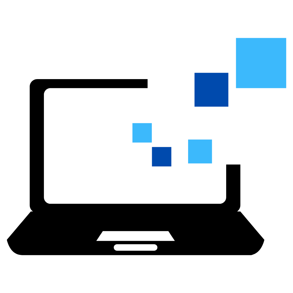 A line graph showing increasing data points over time with a black background and blue and white squares representing specific data points.