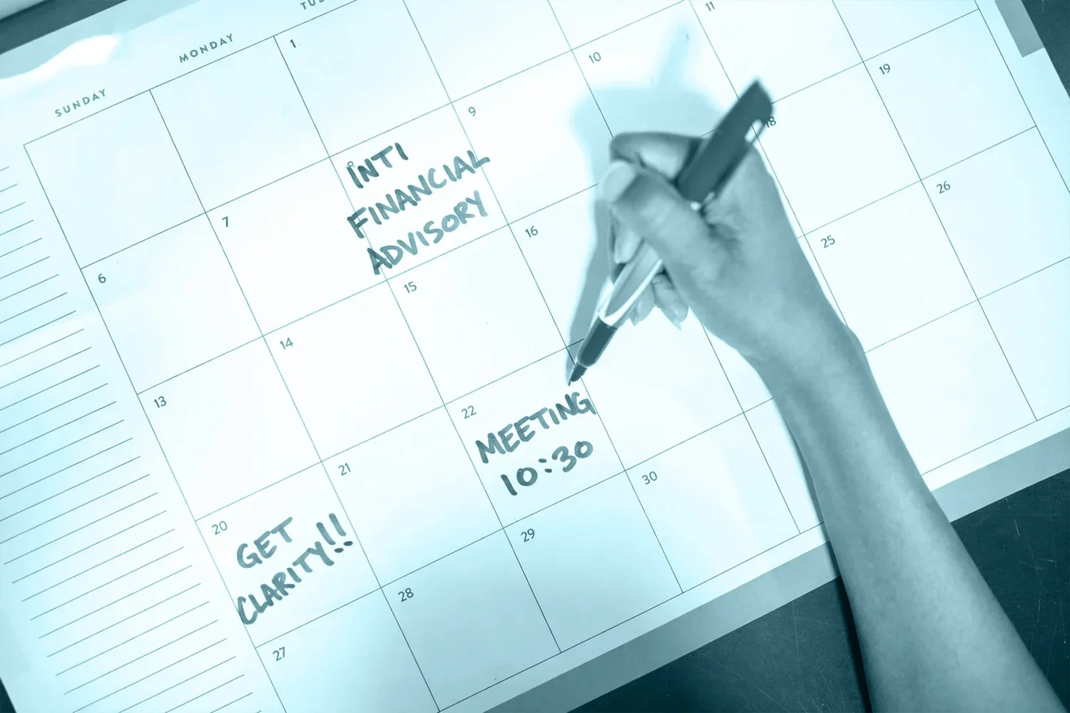 Construction bookkeeping consultation and financial planning calendar