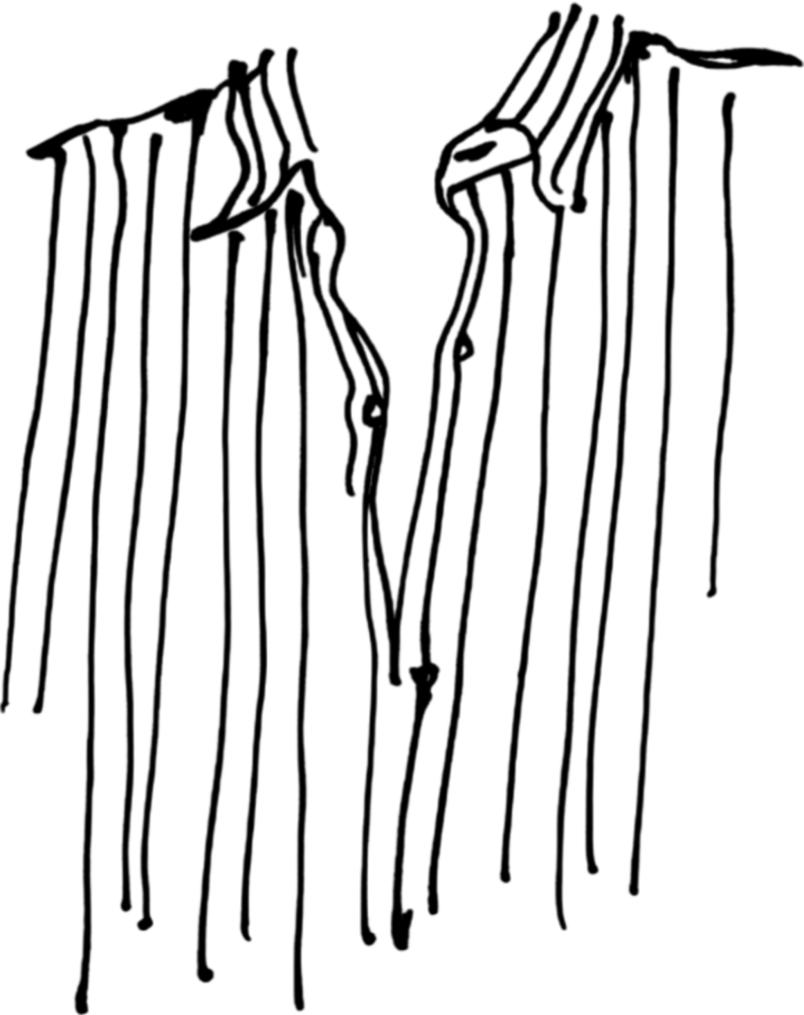 An illustration of a black drill bit with a pointed tip and spiral grooves, used for boring holes.