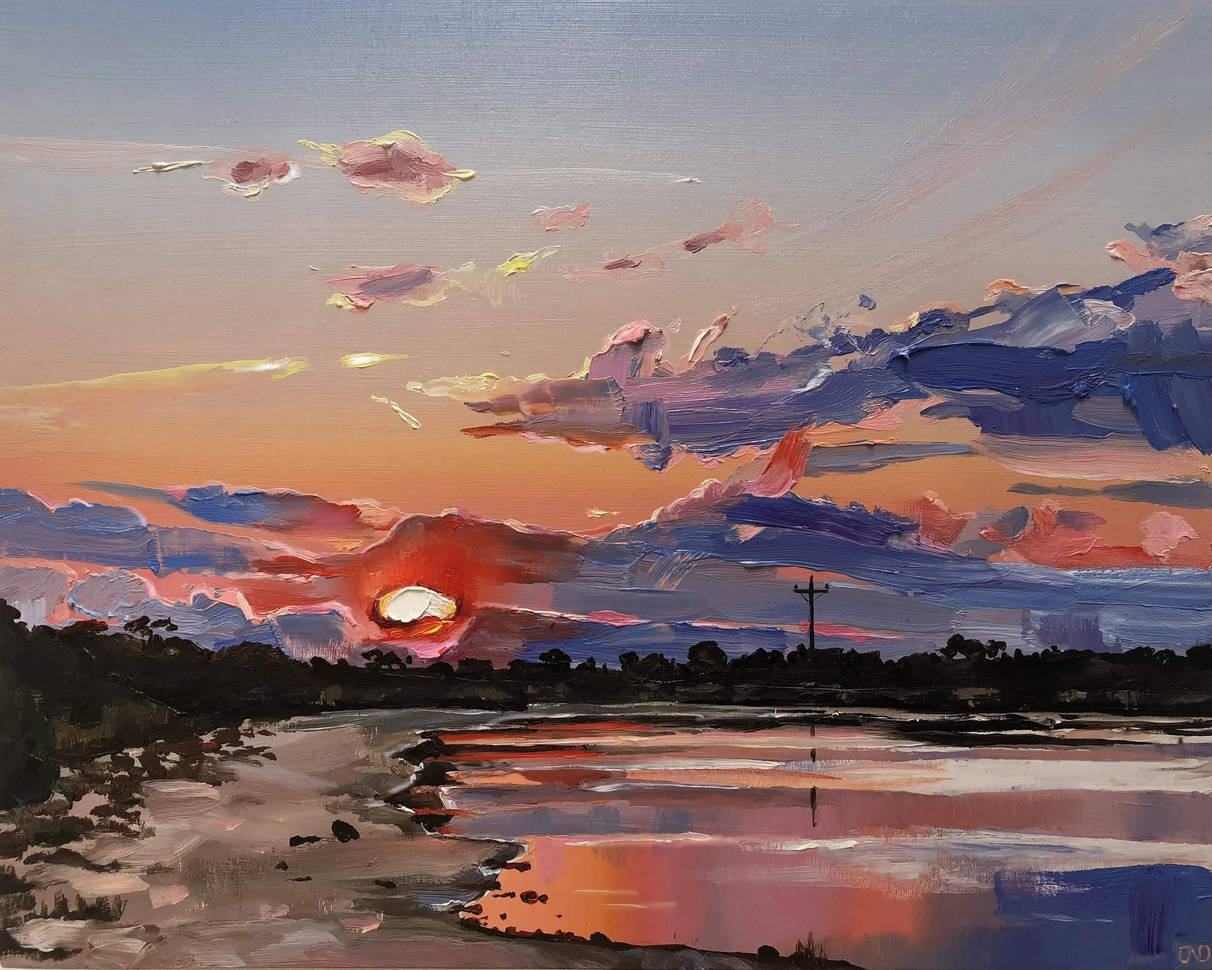 Abstract Sunset Painting