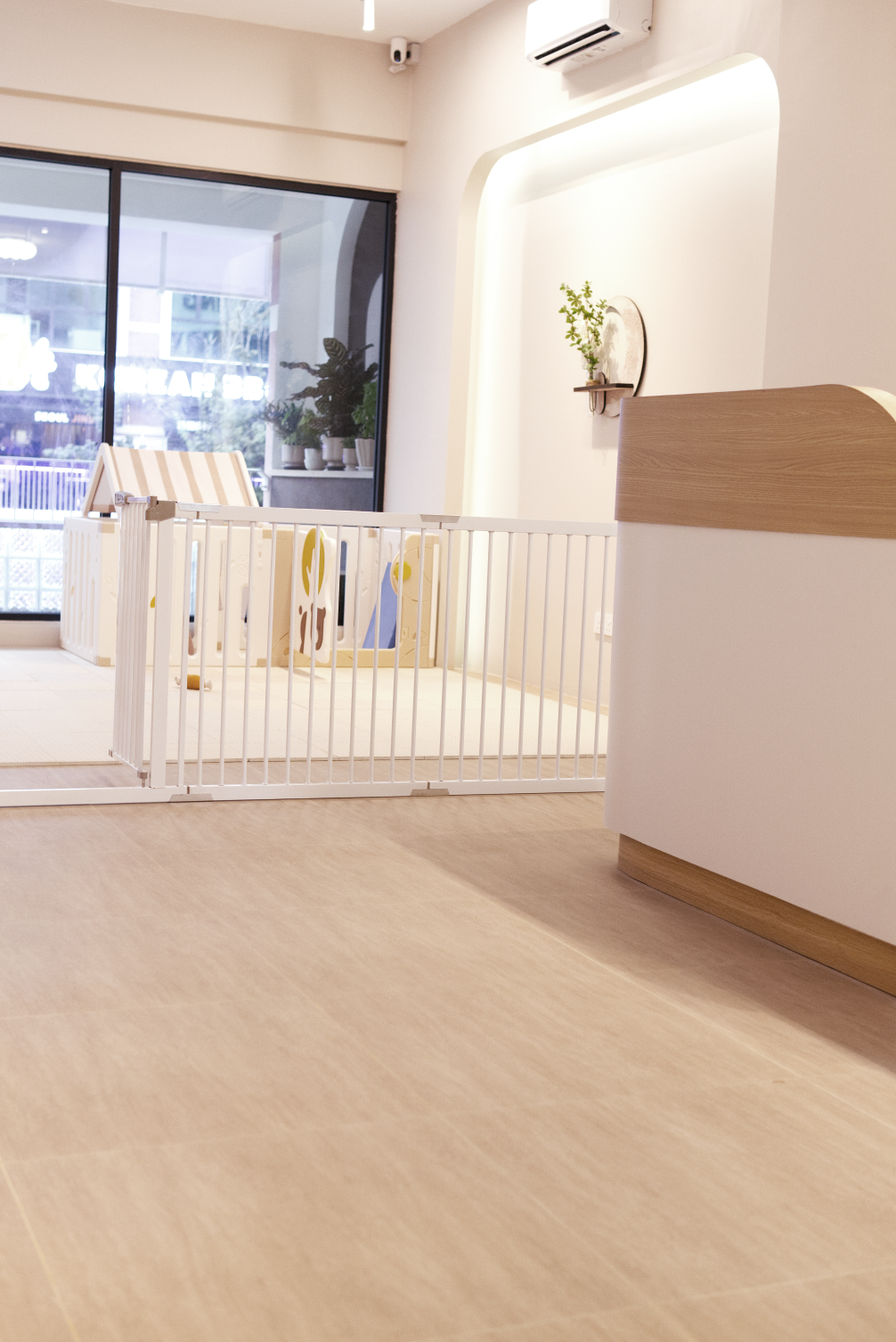 Premium reception and welcoming area of Pet Atas in Kepong, showcasing a calm, aesthetically designed holistic grooming space.