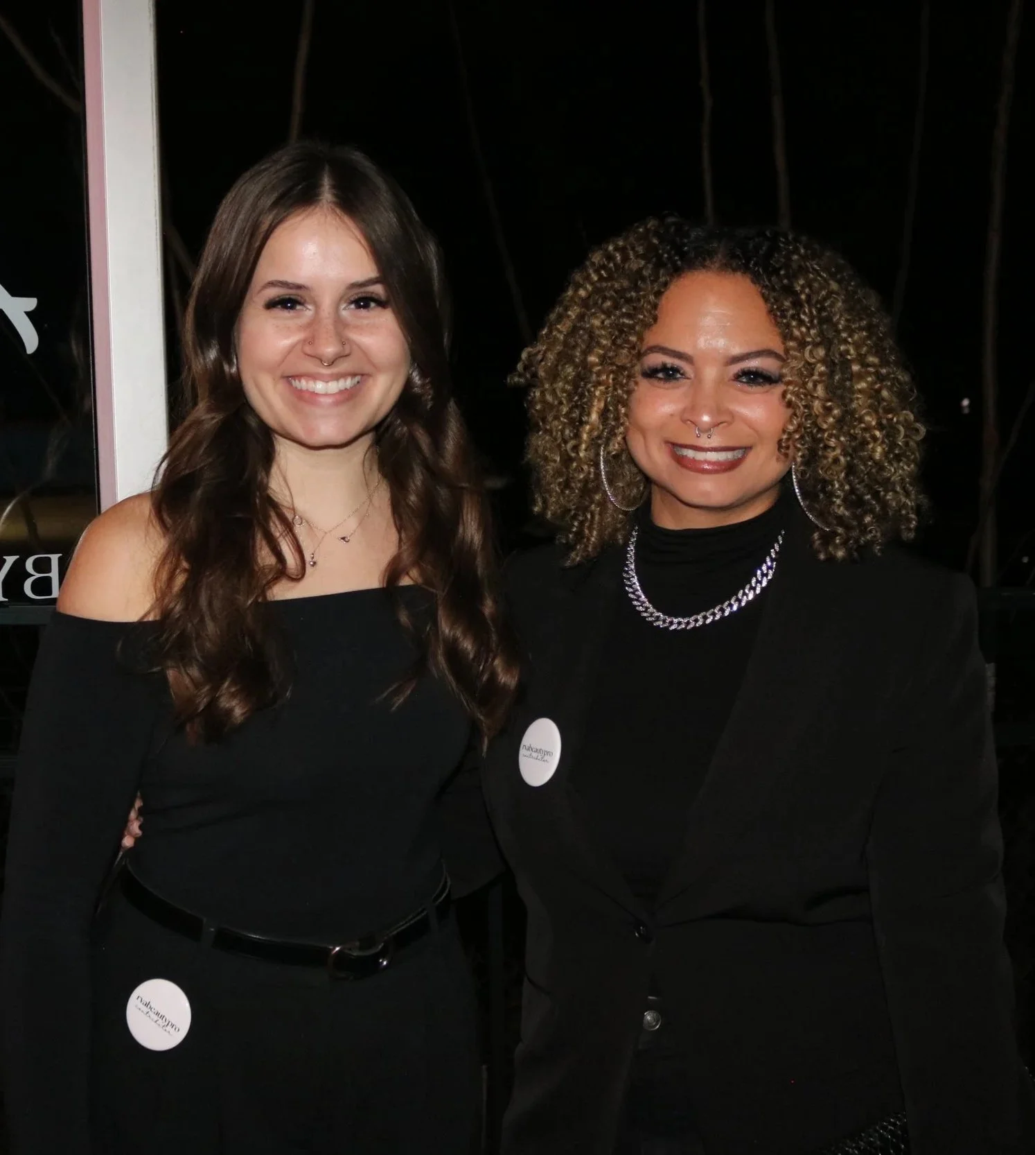 AnnMarie Verdi Wright and Kayla Brown take a photo together at the RVABEAUTYPRO launch event at AnnMarie & Company Salon Suites on January 2, 2026.