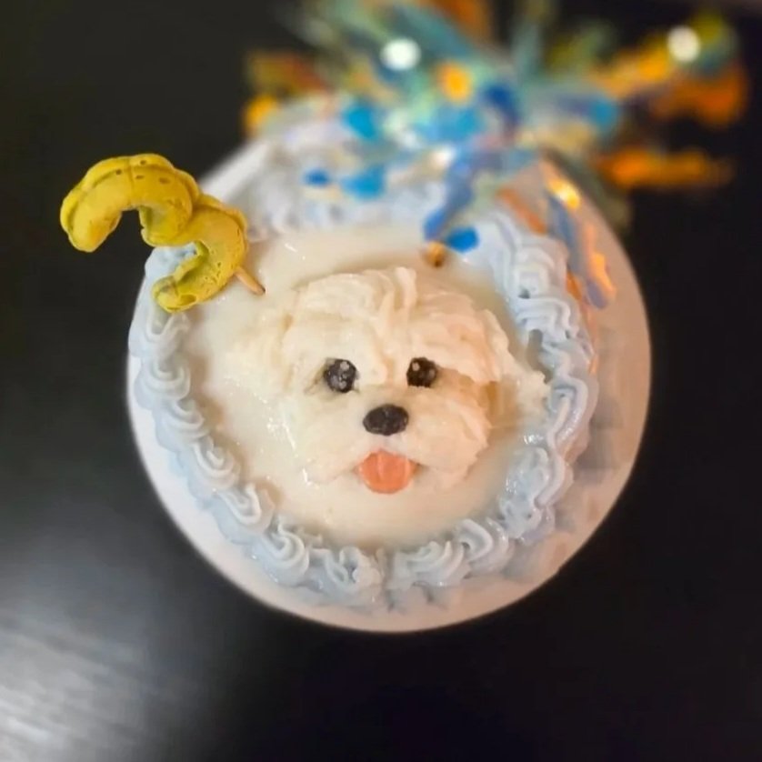 Portrait · Signature
4 inch · Circle  · White Base, Baby Blue Shells & Ivory Portrait

Peanut Butter Carrot Cake: $35
Gentle Tummy MooMoo Cake: $45