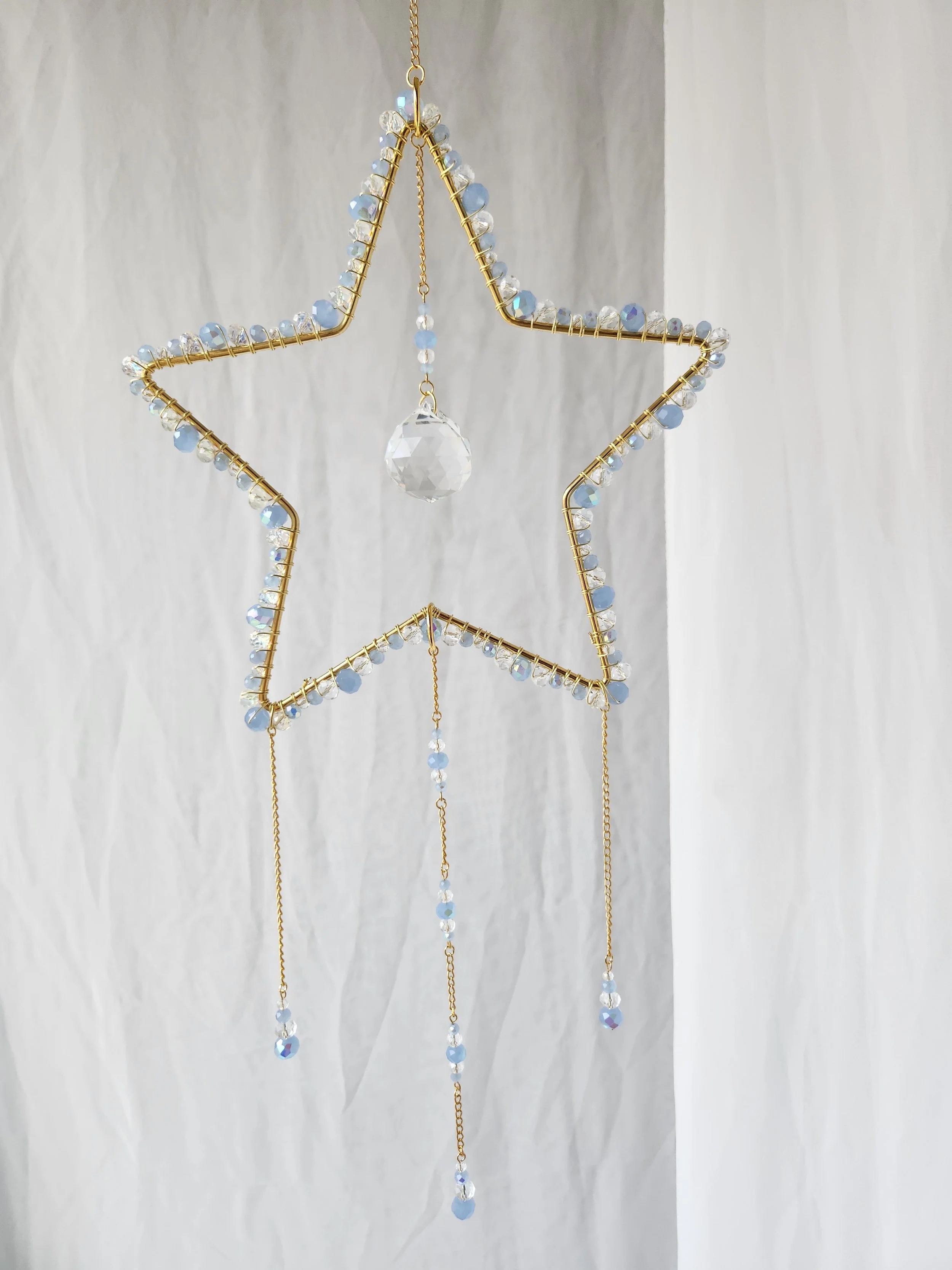Light Blue and Clear Crystal Star Sun Catcher