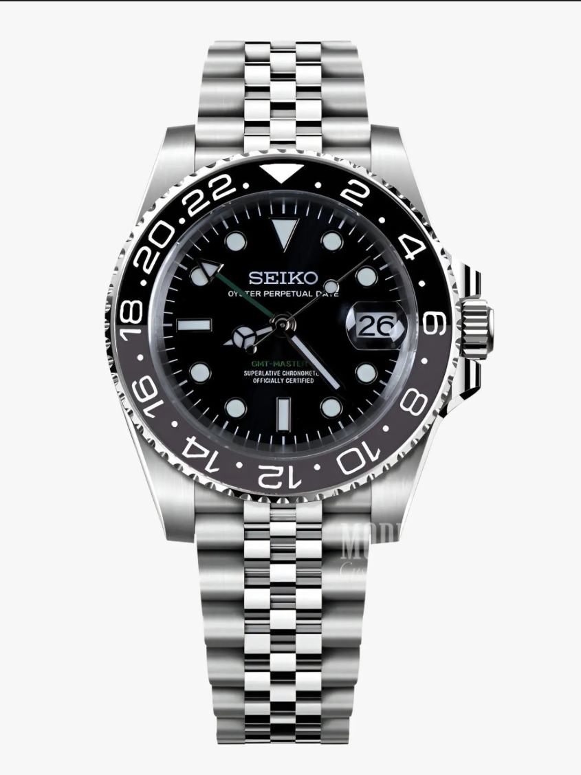 Black GMT "Bruce Wayne" Seiko Mod