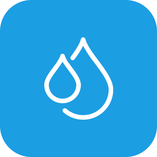 Blue icon with two white water droplet outlines.
