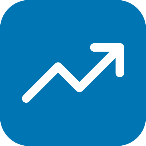 Icon of a rising arrow on a line graph, symbolizing growth or increase.
