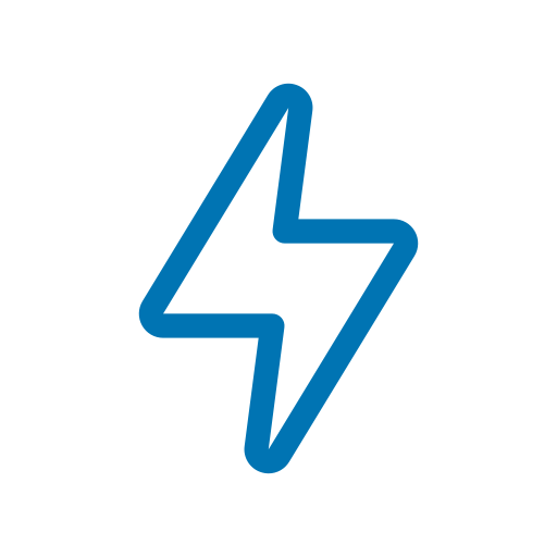 Blue lightning bolt icon on a white background.