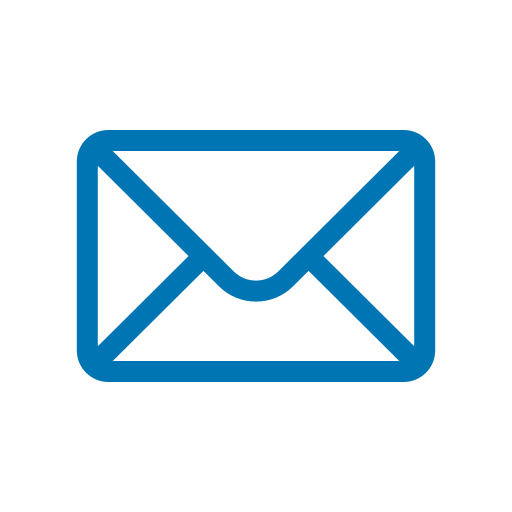 Icon of a blue outline envelope on a white background.