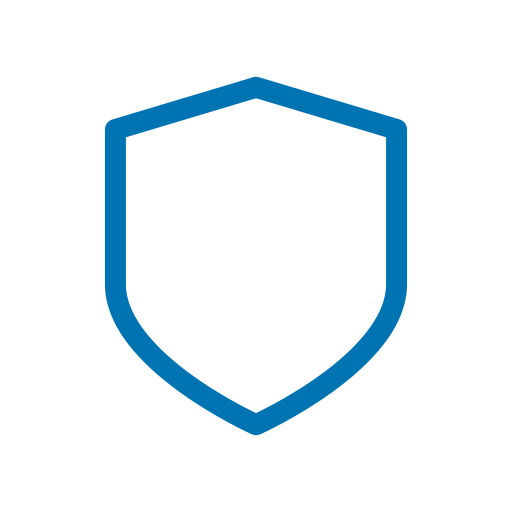 Blue shield icon on a white background.