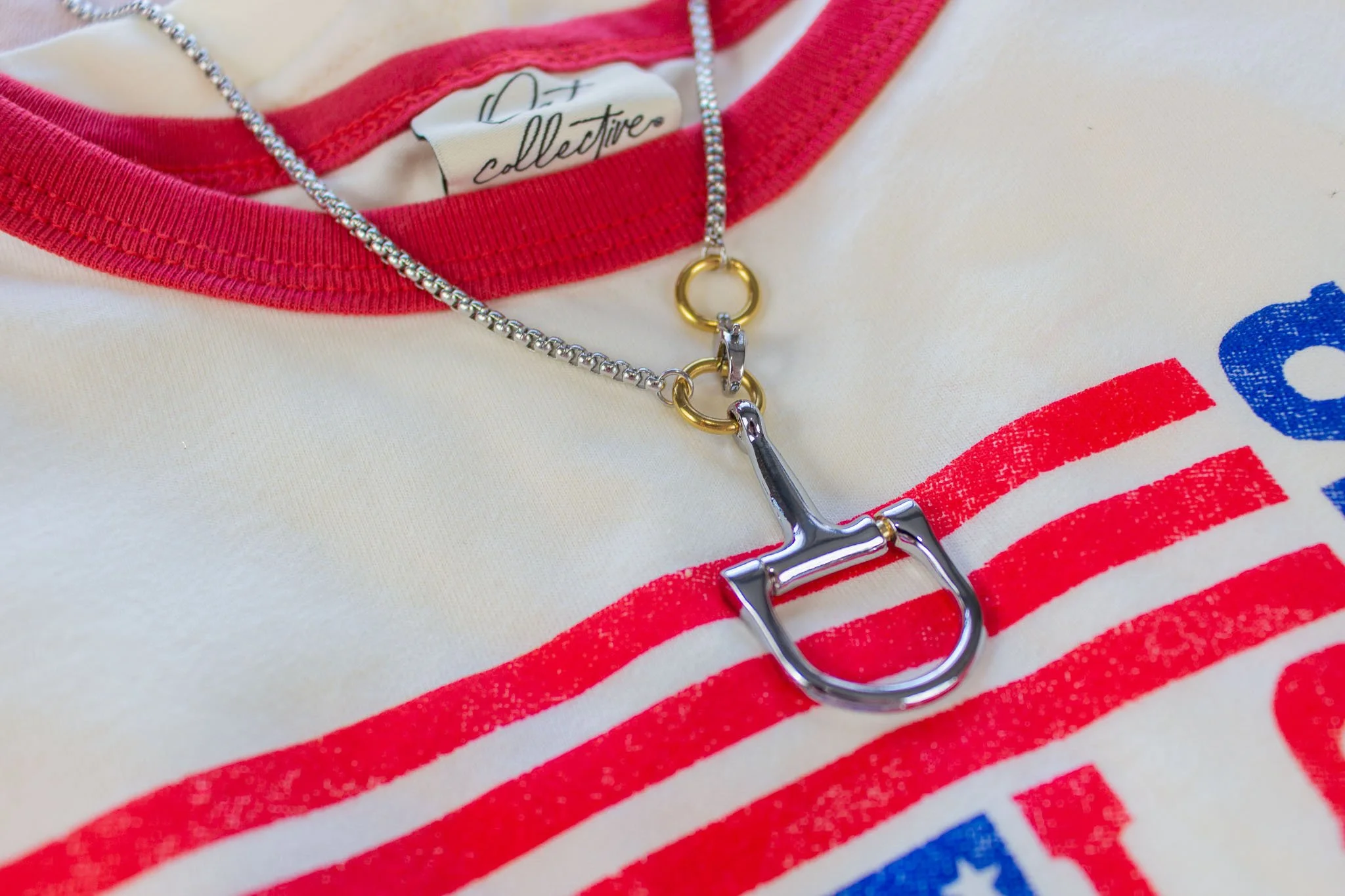 Stainless Steel Box Chain Snaffle Bit Equestrian Necklace