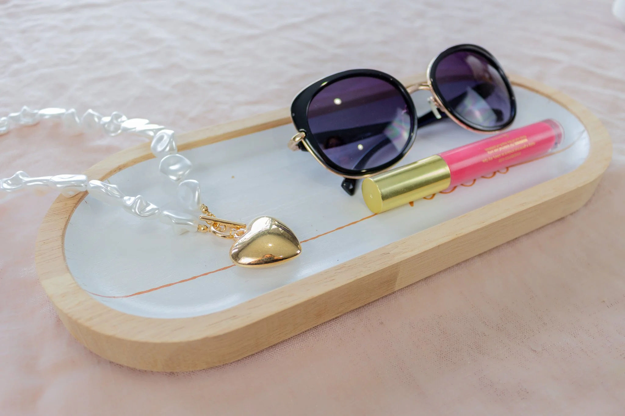 Pearl Beaded Heart Necklace