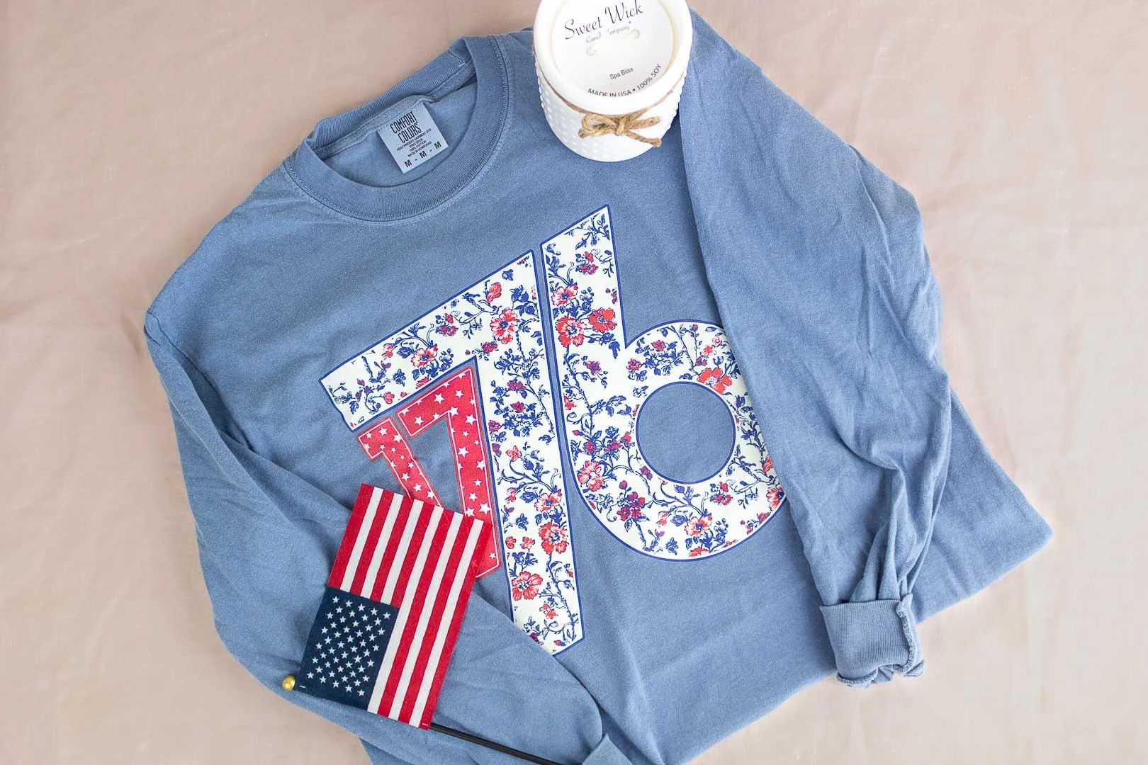 American Farm Company Floral 1776 Long Sleeve Tee