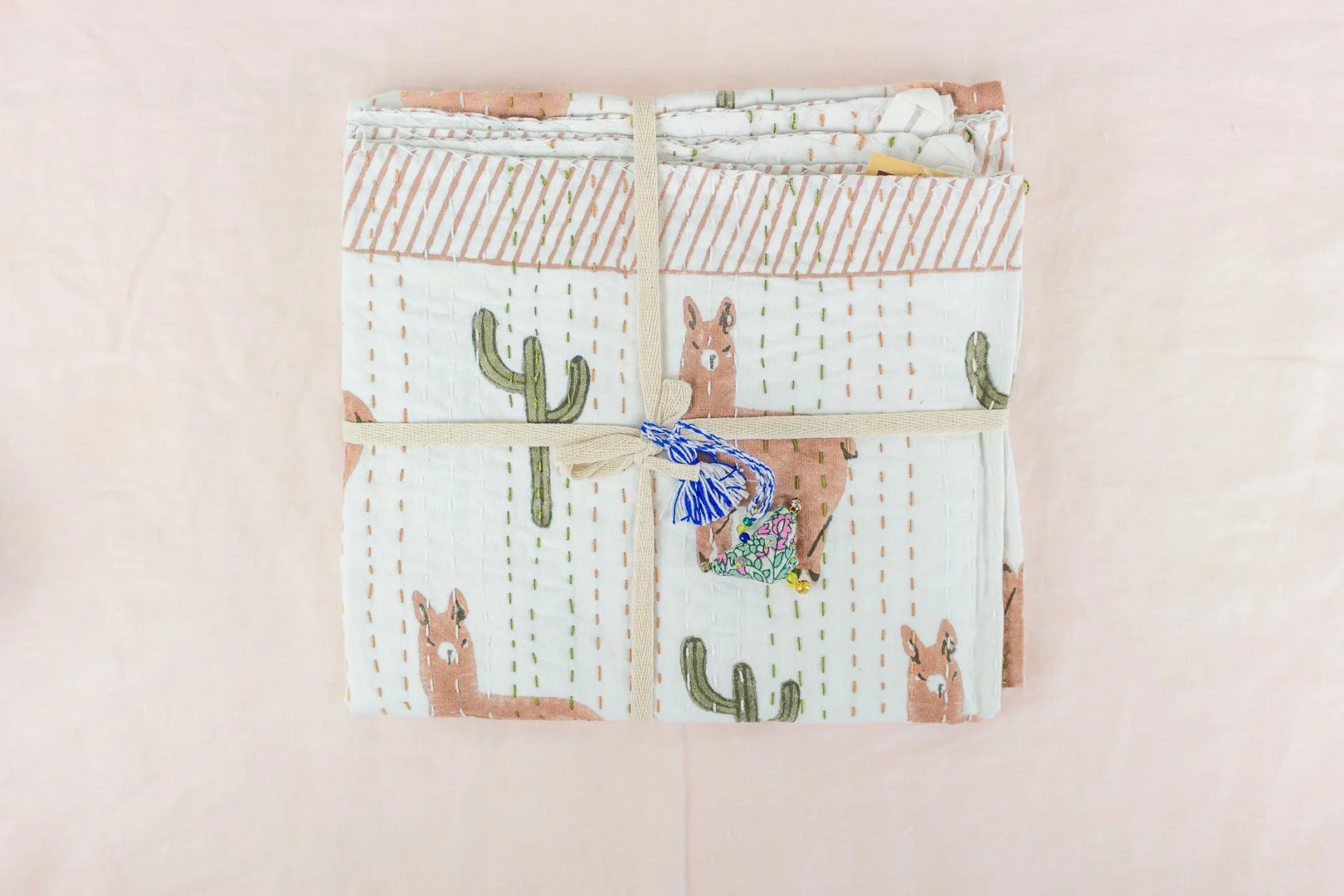 Baby Block Llama Printed Kantha Blanket