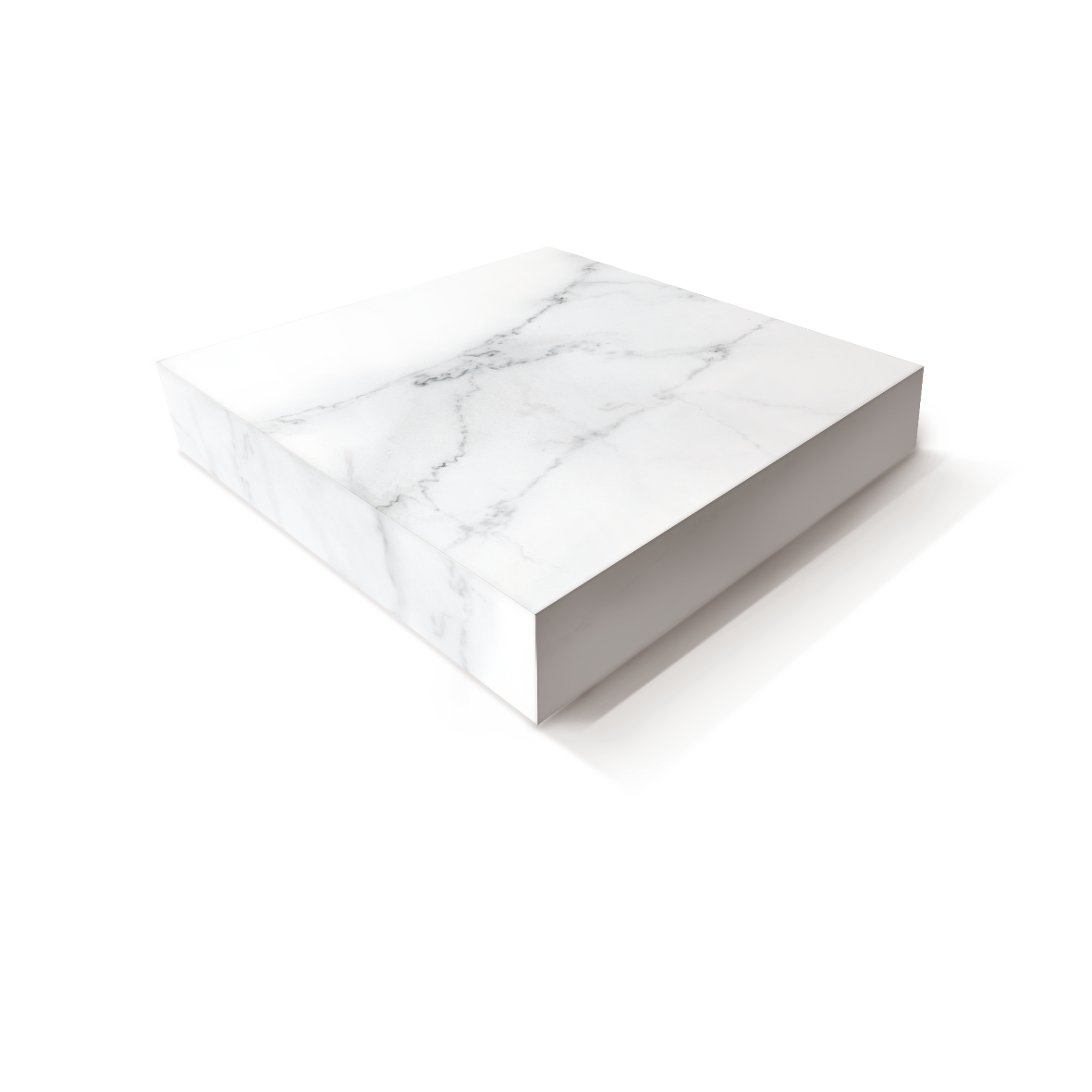 White marble tray with gray veining, rectangular shape, on a white background.