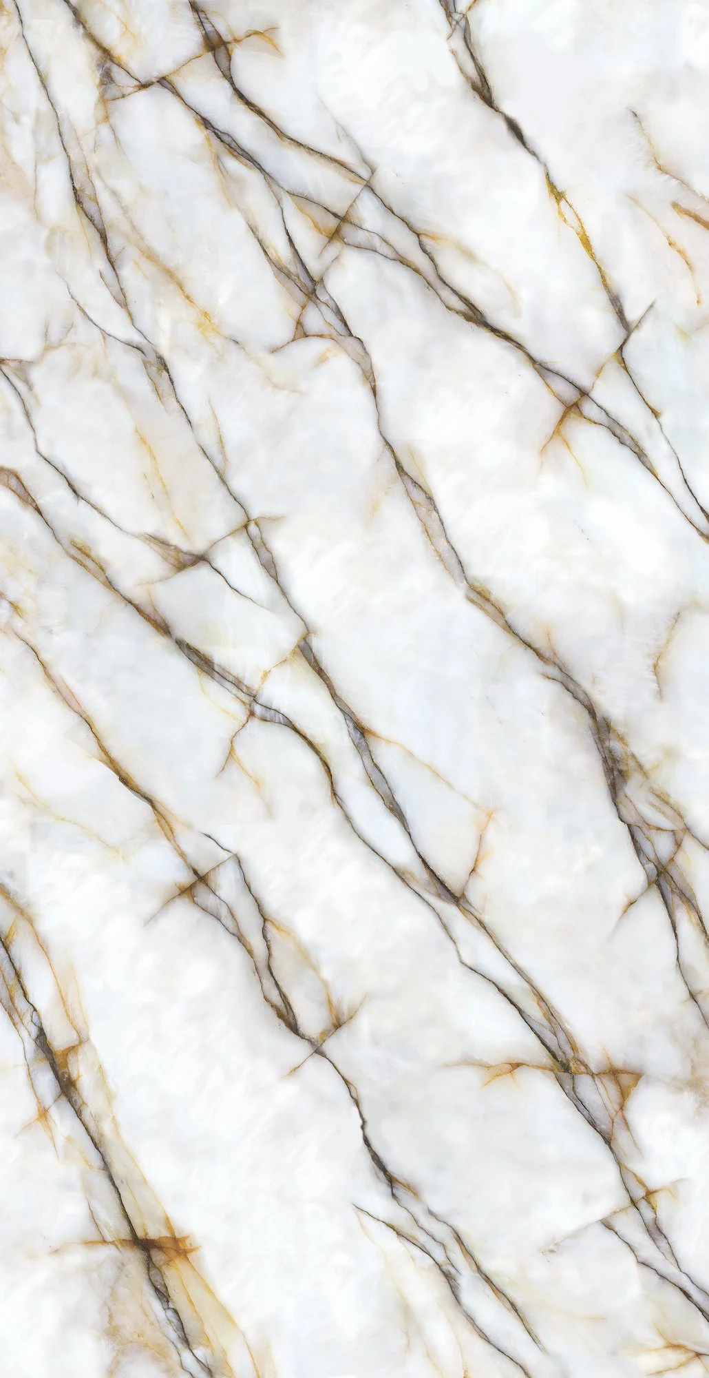 Close-up view of a white marble surface with brown and gold veining.