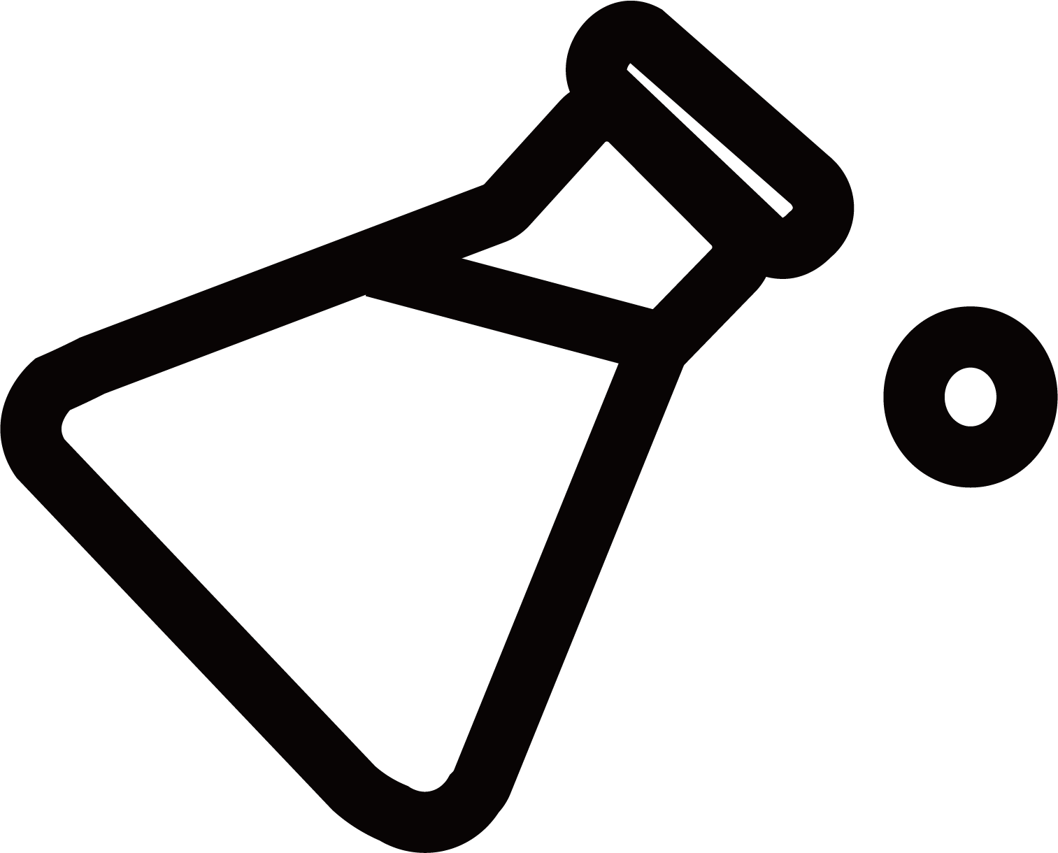 Outline illustration of a shopping cart with a wheel