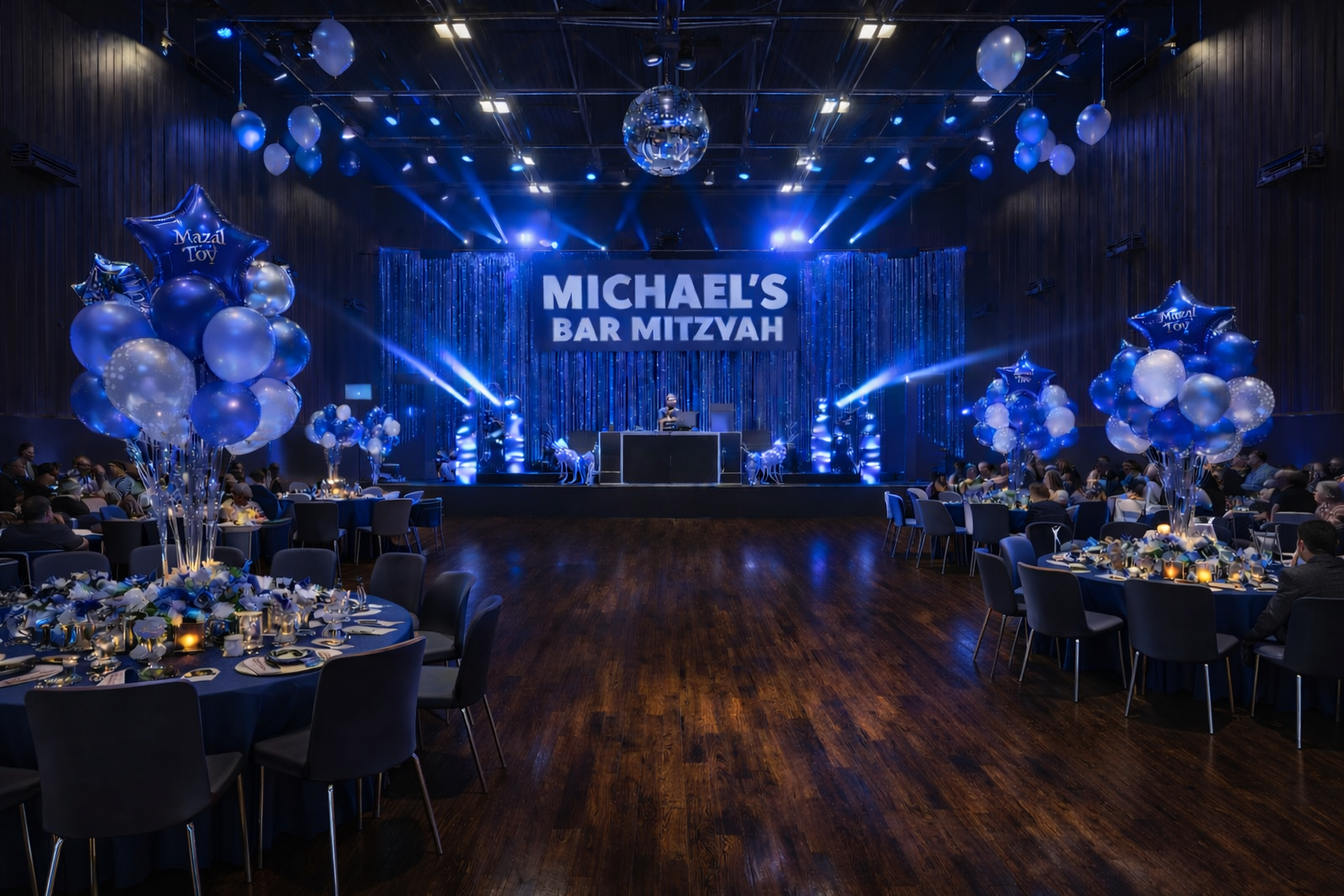 Bar mitzvah event setup in a modern private venue at The Place