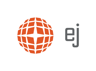 The logo of EI, featuring a red globe with grid lines and the letters 'ej' in gray.