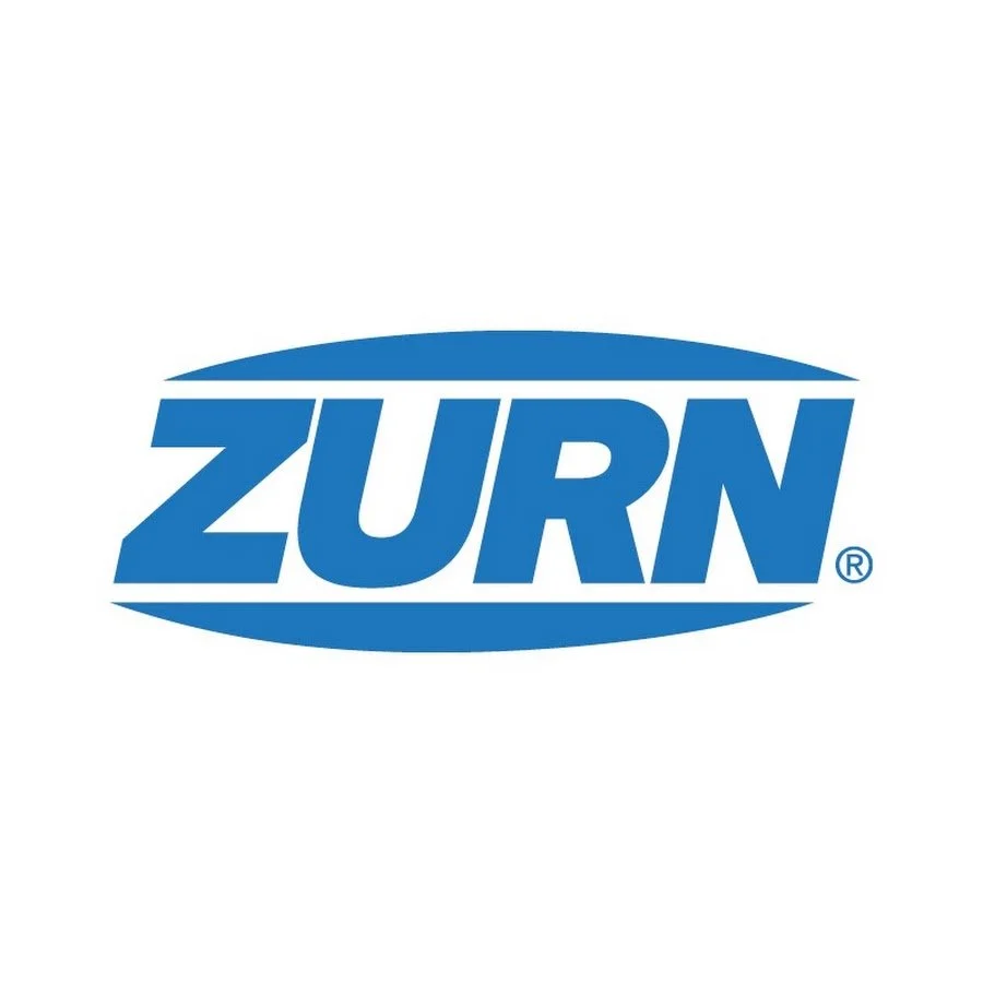 Zurn logo in blue text with an oval shape behind it