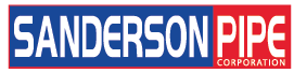 Sanderson Pipe Corporation logo with blue background on the left and red background on the right, featuring white text.