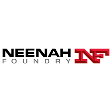 Logo of Neenah Foundry with black text and red emblem on a white background