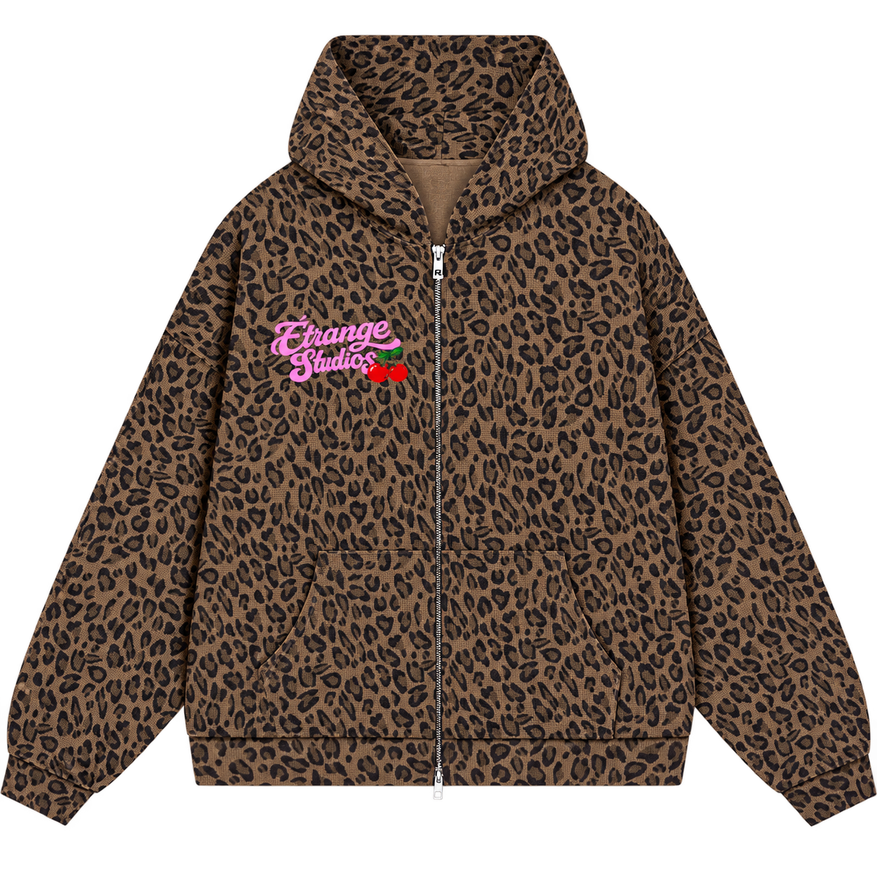 Cheetah Print Waffle Full Zip Hoodie