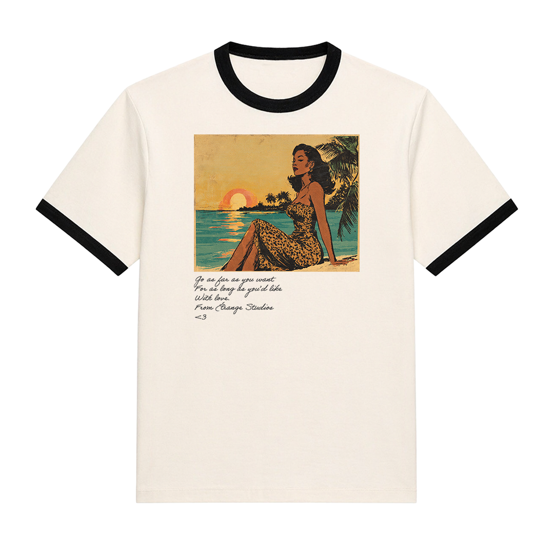 Postcard Ringer T-shirt