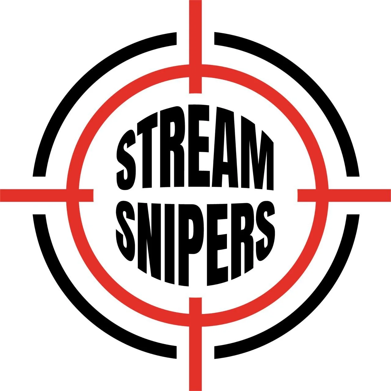 Logo with crosshair design and the words "Stream Snipers" in bold black letters
