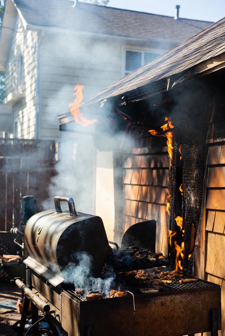 bbq grill grease fire spreading to home