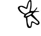 Silhouette of a stylized musical note with a ribbon or bow.