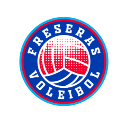 Logotipo del equipo de voleibol 'Freseras' con fondo negro.