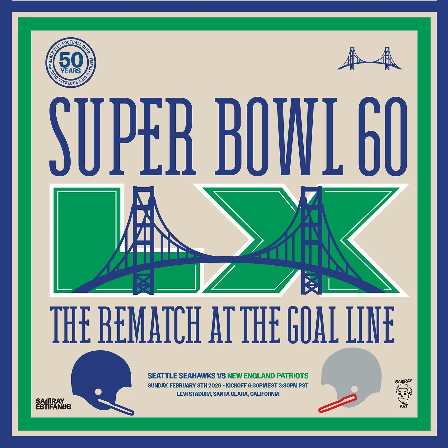 Happy Monday! 💚💙🏈

&ldquo;The Rematch at the Goal Line&rdquo; 

The Seahawks are heading back to the Super Bowl for their redemption game versus the Patriots! The road was tough, but the Seahawks pulled of a historic 14-3 run in their 50th season 
