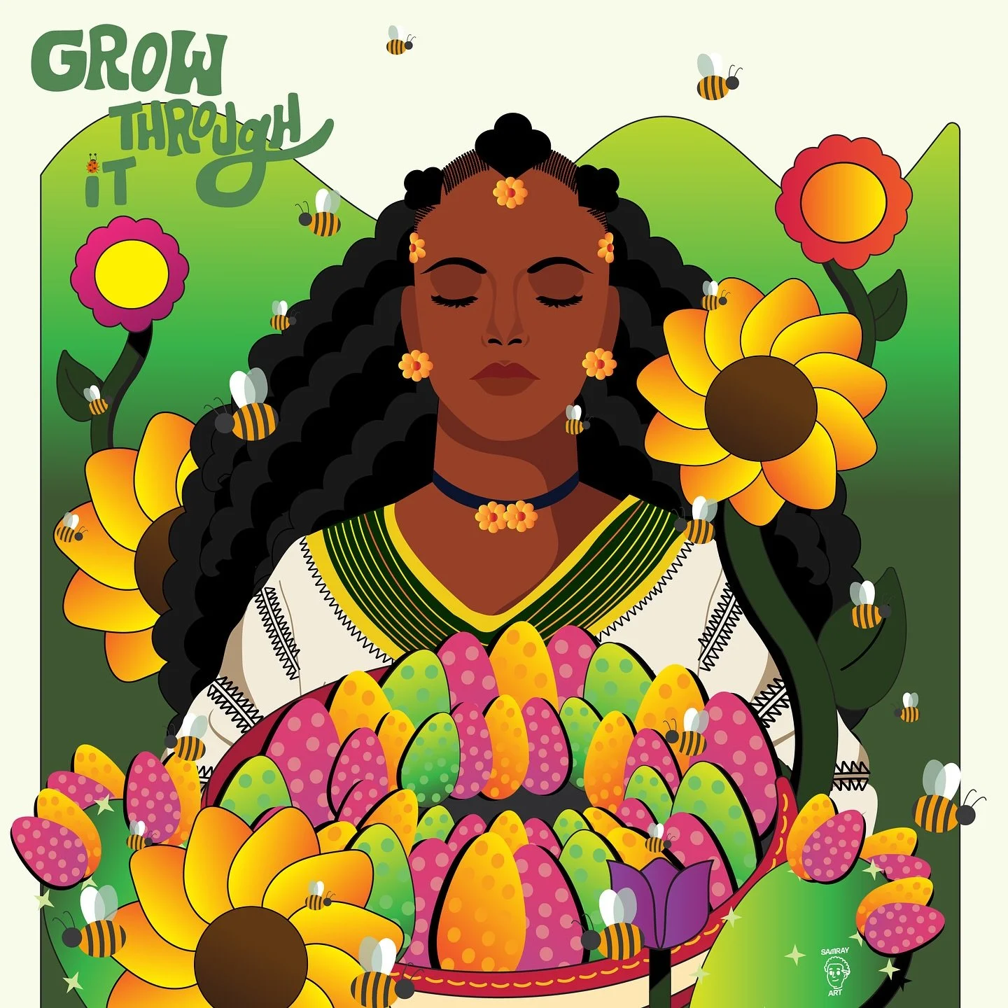 Grow through it. ✌🏾🌻 
-
.
.
.
#spring #szn #eritrean #ethiopian #springart #blackart