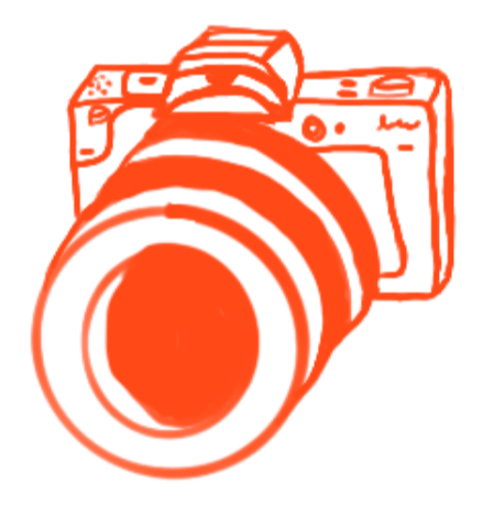 Gather round social decorative camera icon for social media management and content shoot services.