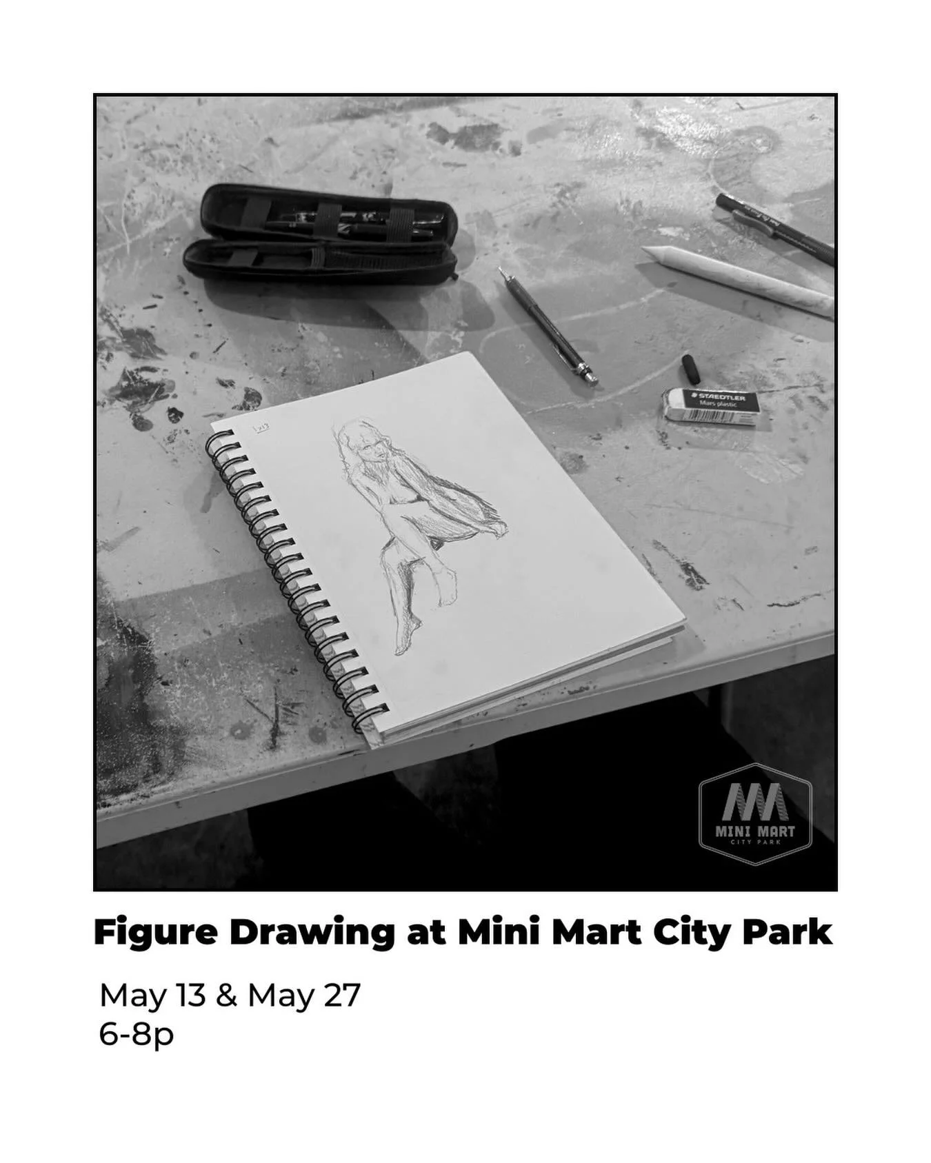 May figure drawing session! Come draw with us Wednesday, May13th and 27th from 6-8p! Pay what you can&ndash;all proceeds go to the model. Bring drawing materials, paper, and get ready to draw!

For any questions, DM us or email us at info@minimartcit