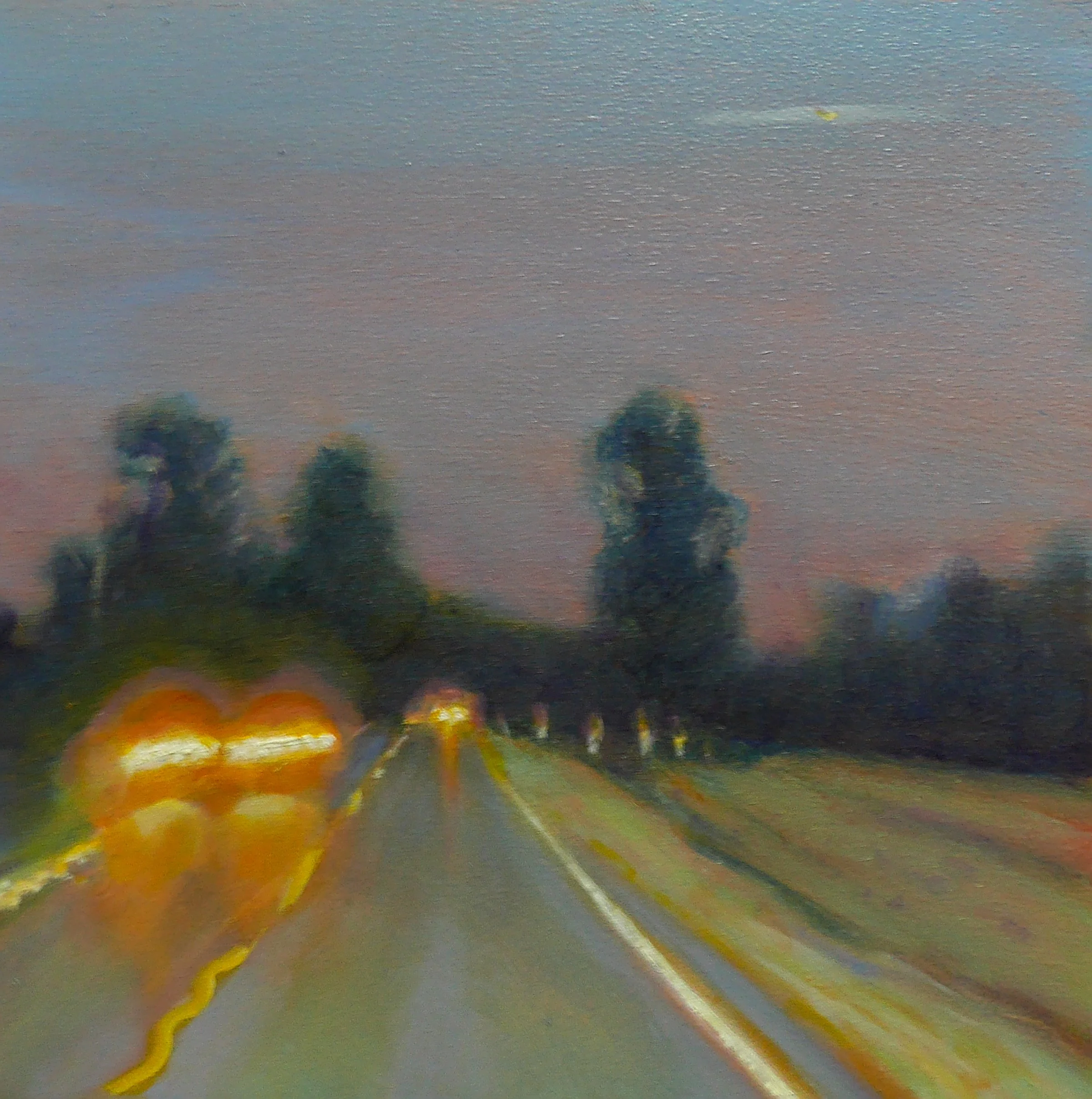 Dusk Ride / 6 x 6in / 15.24 x 15.24 / Oil on wood panel