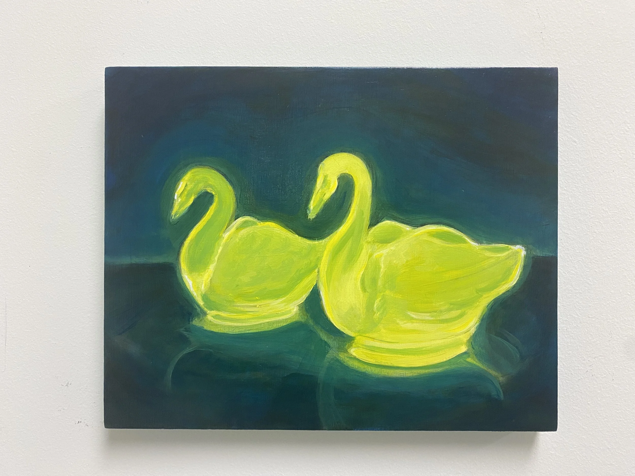 Uranium Swans / 8 x 10in / 20.32 x 25.4cm / Oil on wood panel