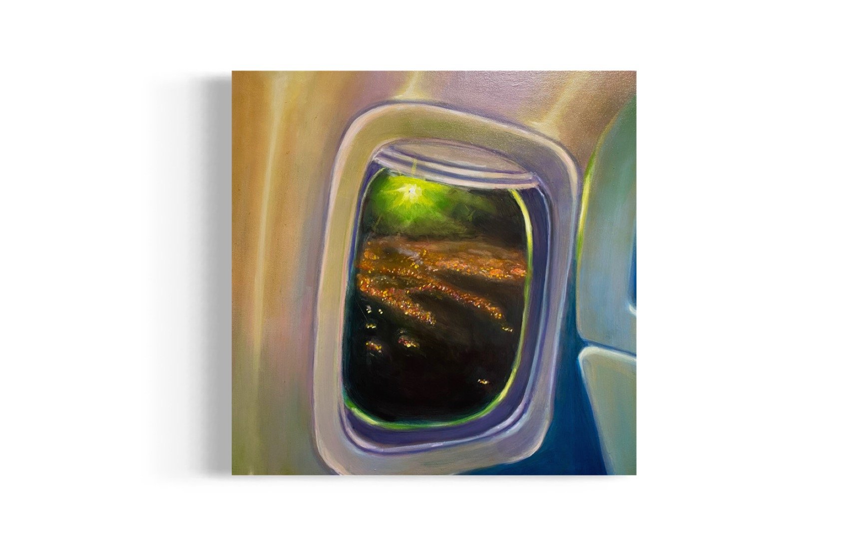 Window Seat / 12 x 12in / 30.48 x 30.48cm / Oil on wood panel