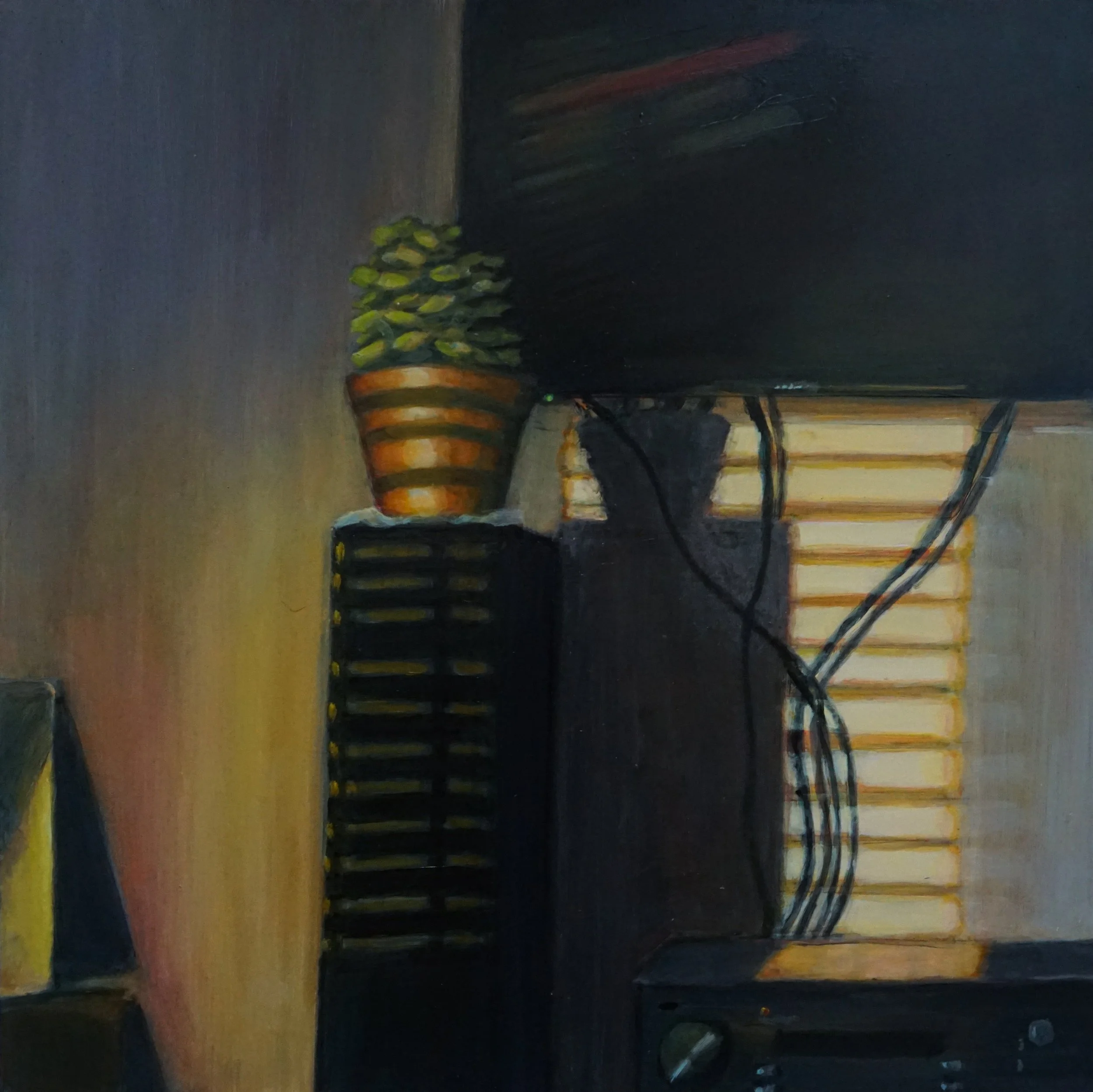 6pm Sun / 16 x 16in / 40.64 x 40.64cm / Oil on wood panel