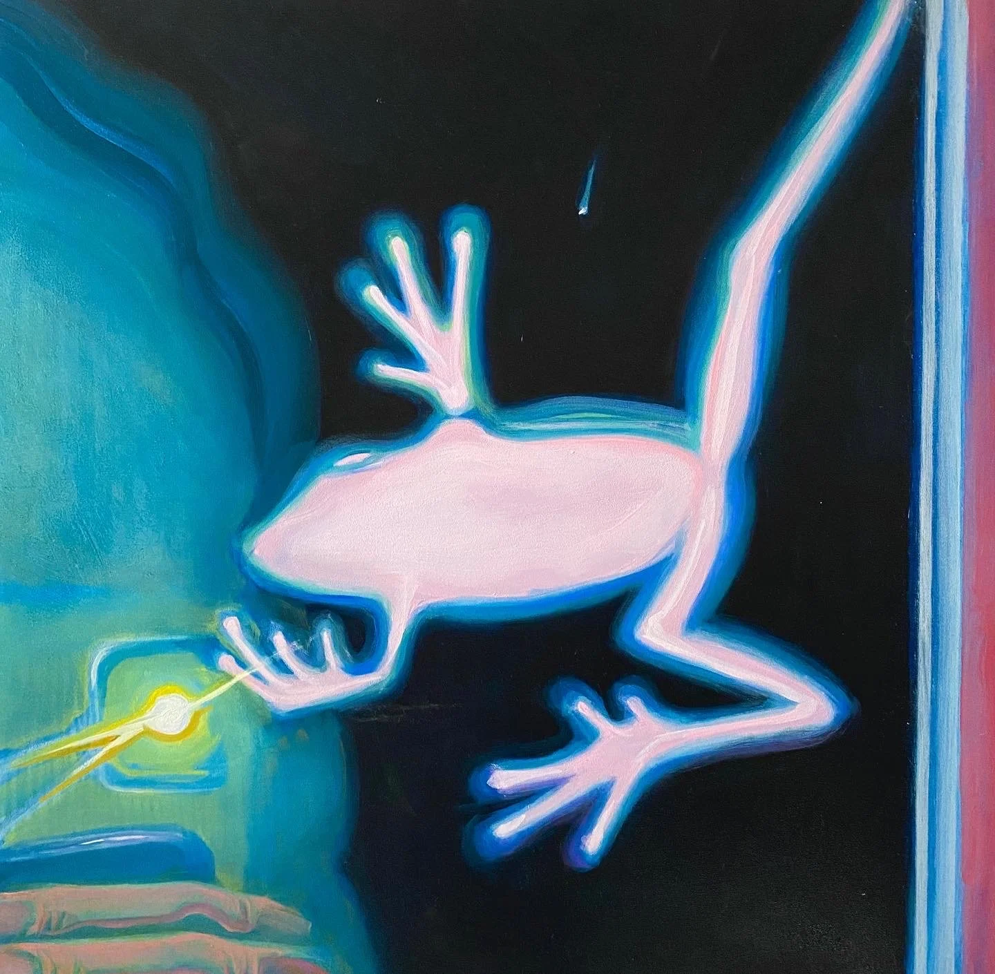 Window Frog / 20 x 20in / 50.8 x 50.8cm / Oil on wood panel