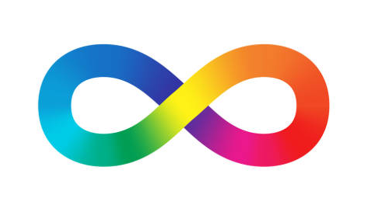 Colorful infinity symbol with rainbow gradient.