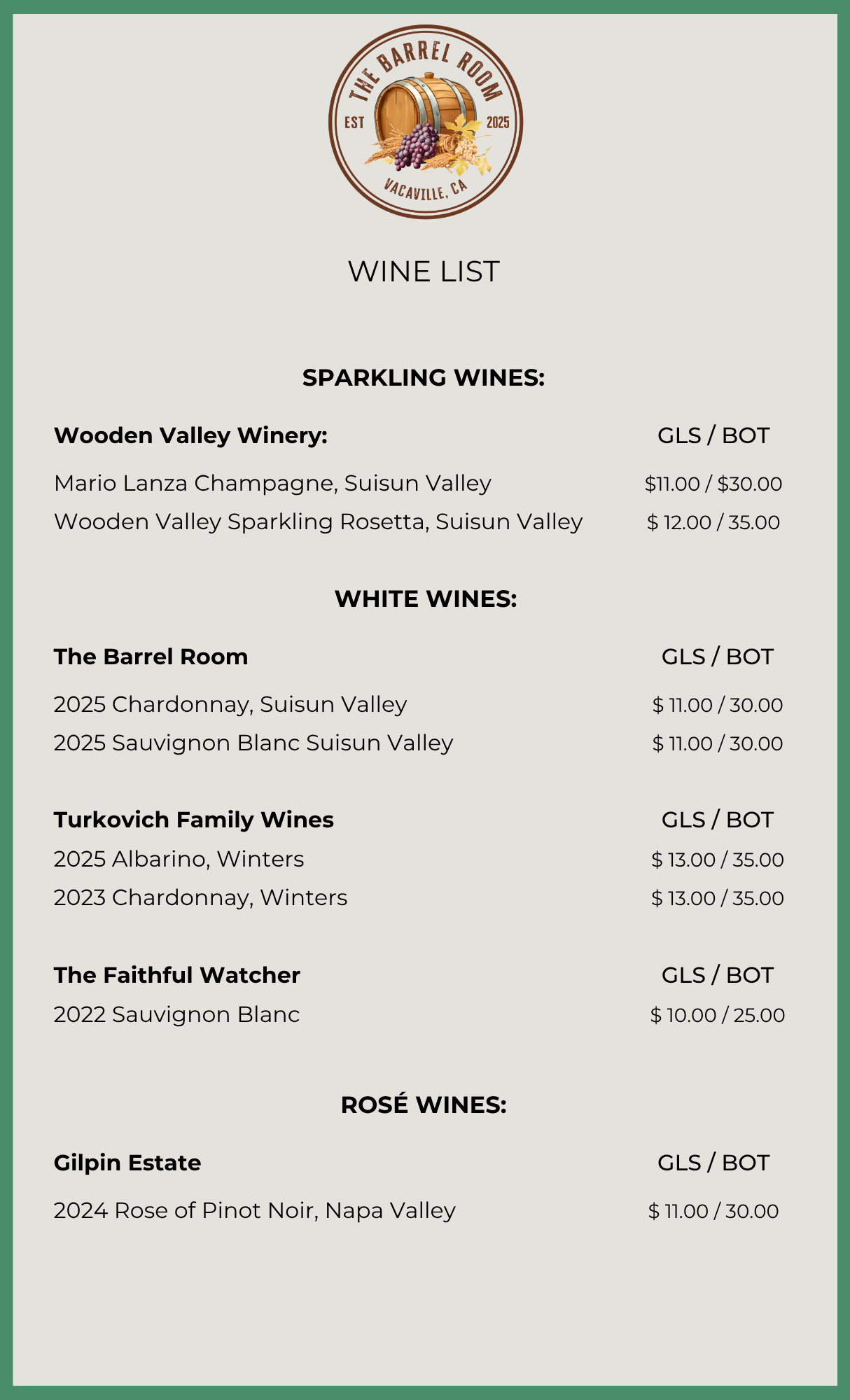 WINE LIST