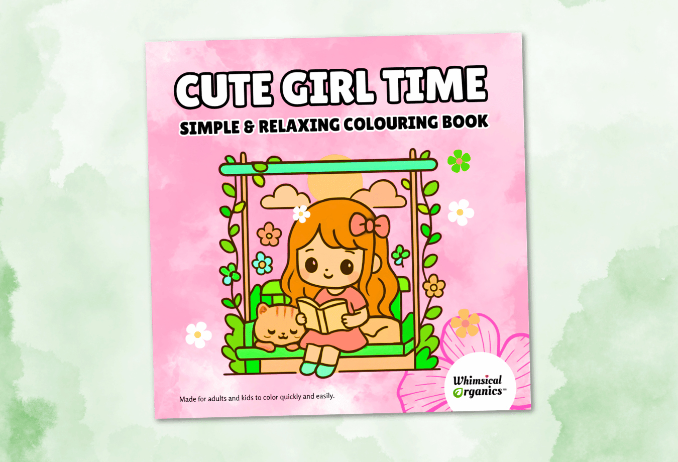 Cute Girl Time: Simple & Relaxing Coloring Book
